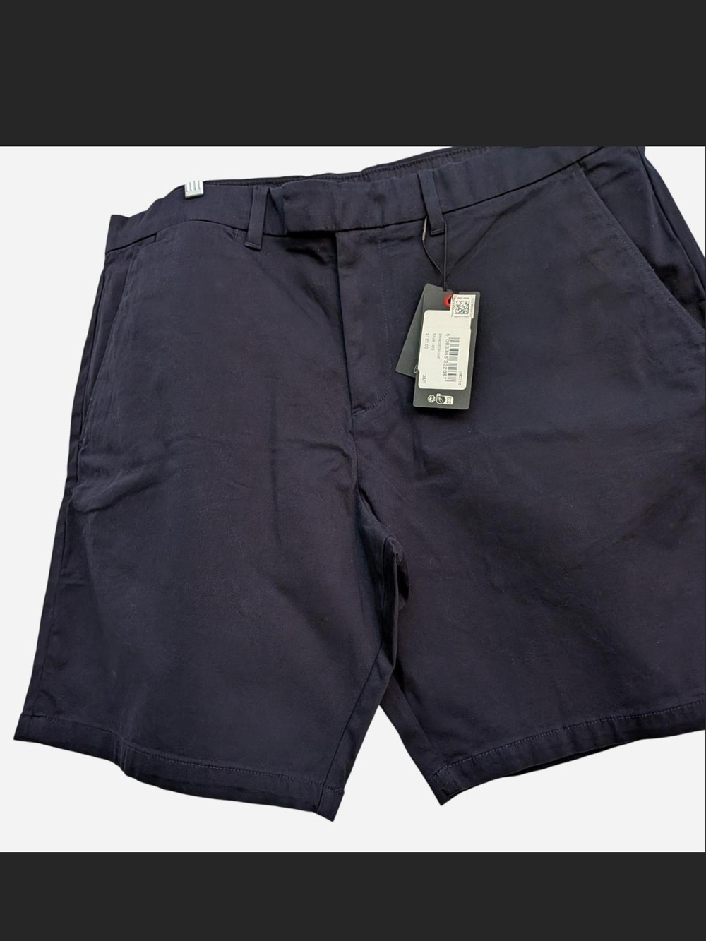 Ted Baker Navy Flat-Front Cotton Blend Shorts